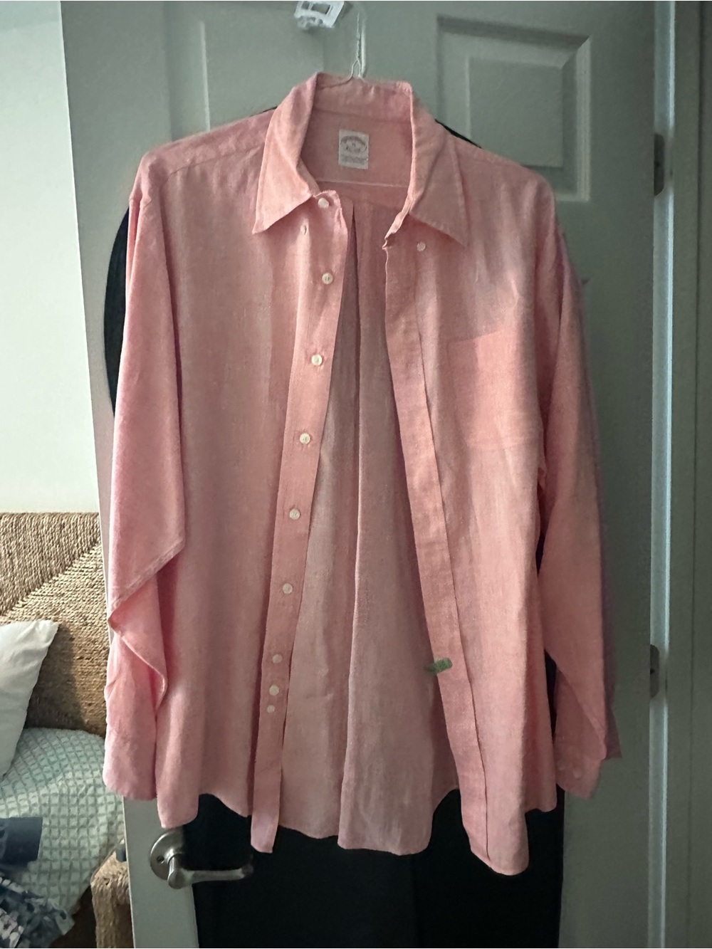 Brooks Brothers Linen Pink Casual Button-Down Shirt